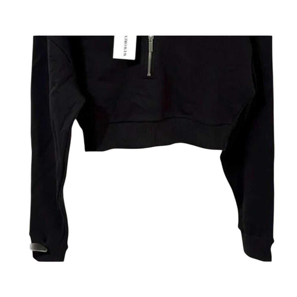 NWT WeWoreWhat Cropped Half Zip Fleece Cotton Hoodie Long Sleeve XS Black #4296 - Picture 4 of 15